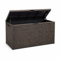 Baule da Esterno in Rattan Sintetico Grigio 120 cm