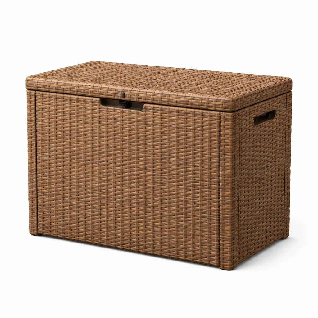 Cassapanca da Esterno in Rattan Sintetico con Telaio in Acciaio Marrone