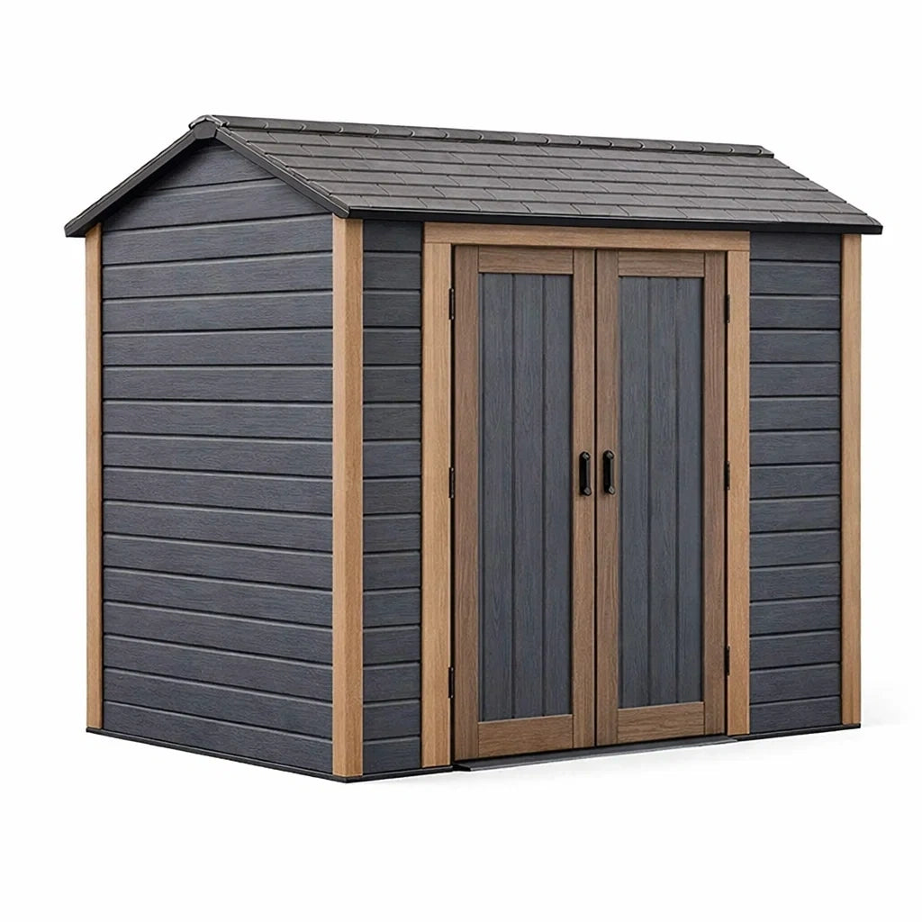 Capanno da Giardino in Polipropilene Grigio e Marrone 182x256x243 cm