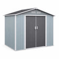 Capanno da Giardino in Metallo Grigio e Blu 213x127x185 cm