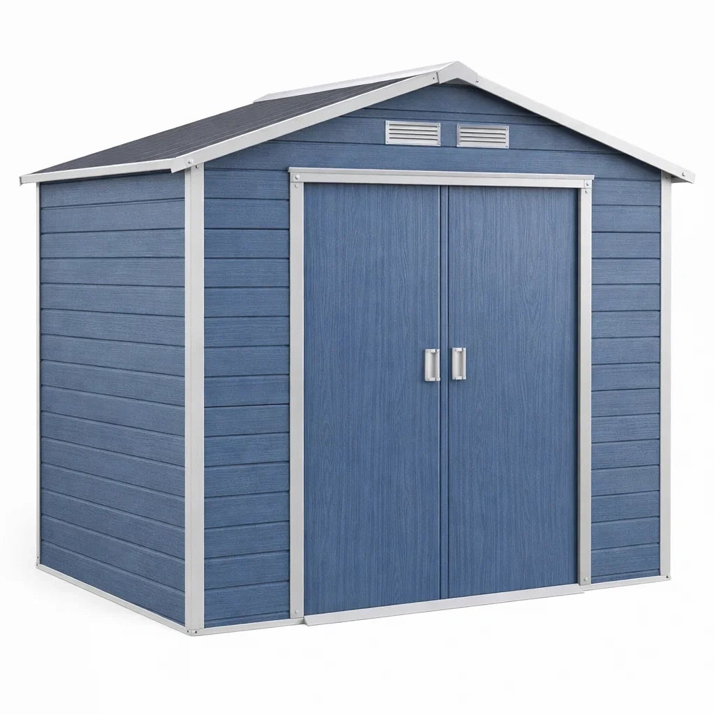 Capanno da Giardino in Metallo Blu 213x127x185 cm