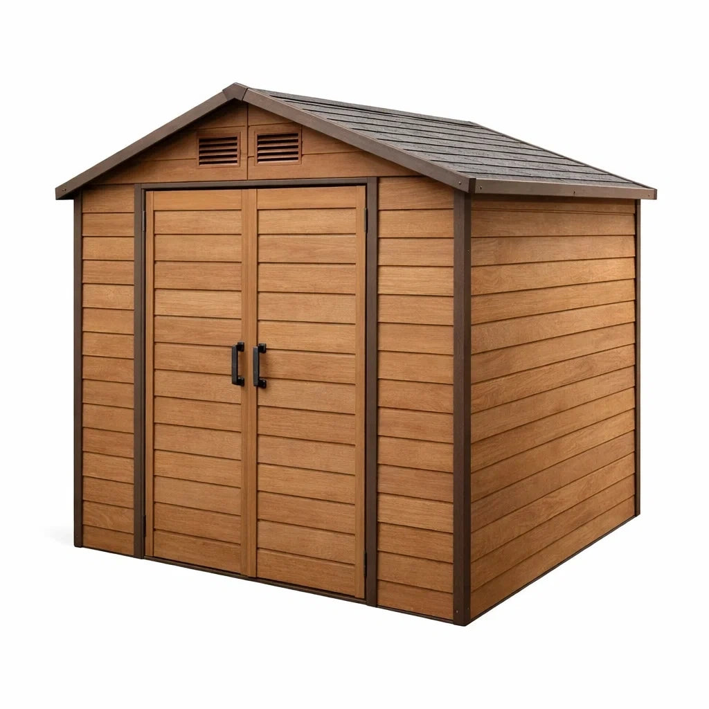 Capanno in Legno Marrone con Porte Doppie 230x180x210 cm