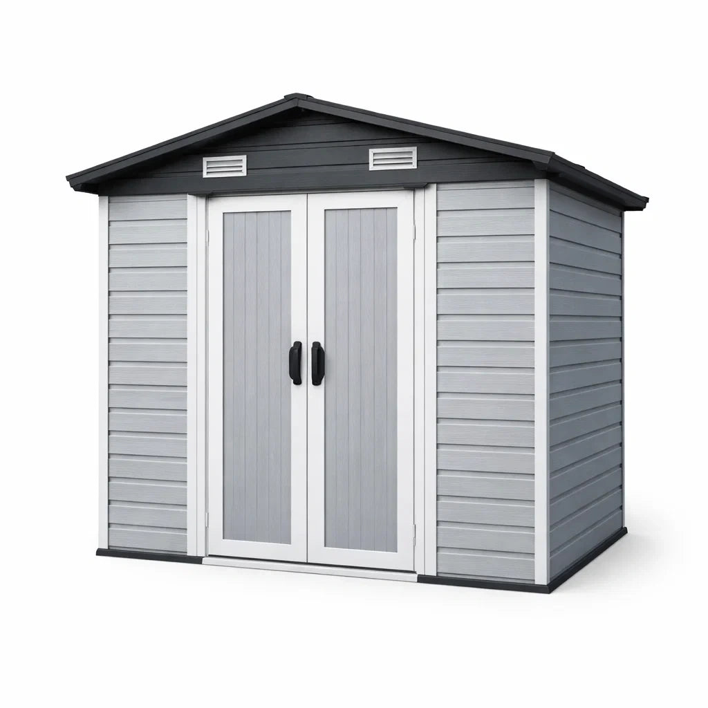 Capanno da Giardino in Resina Grigio con Ventilazione Integrata