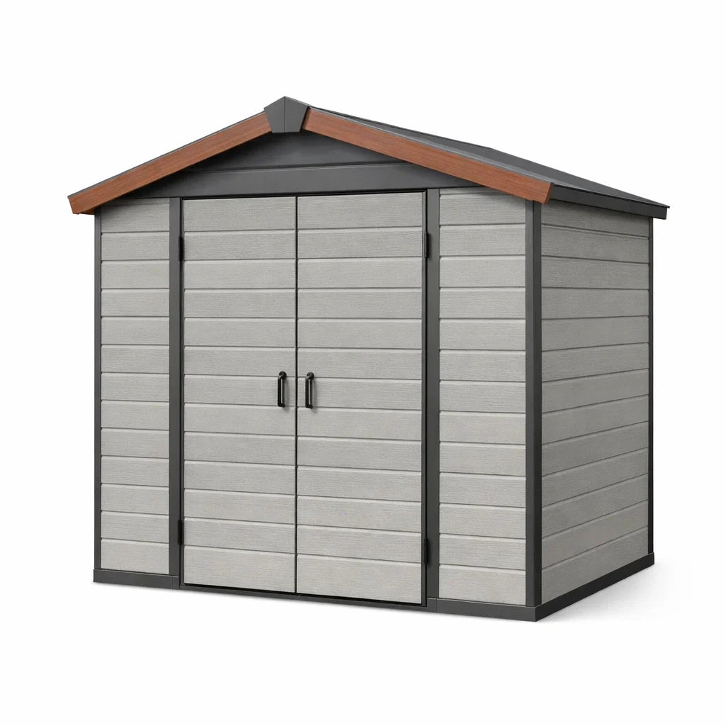 Capanno da Giardino in Polipropilene Grigio con Struttura in Acciaio 185x152x226 cm