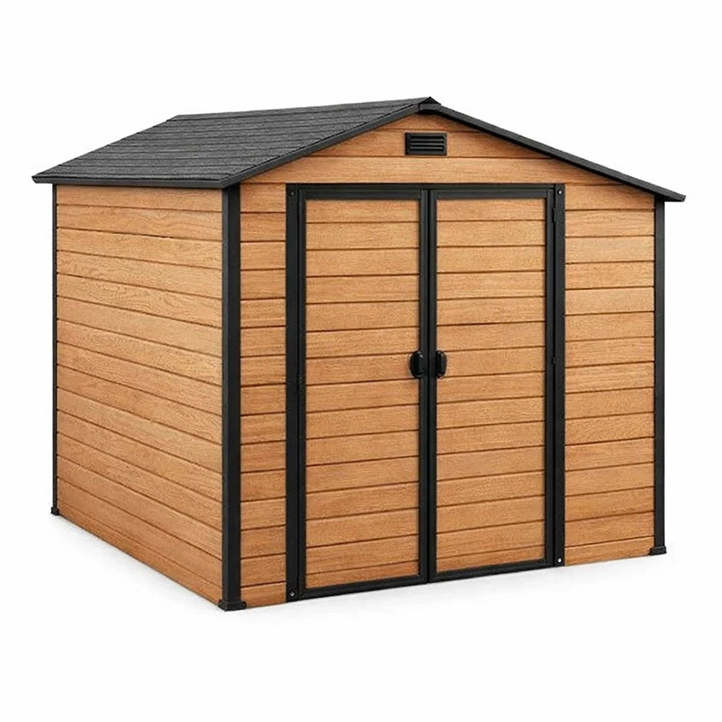 Capanno da Giardino in Compensato e Acciaio 130x192x198 cm Marrone/Nero