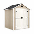 Casetta da Giardino in Legno con Doppia Porta Beige e Bianco