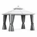 Gazebo da Giardino in Alluminio con Tetto in Acciaio e Tende in Poliestere