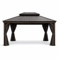 Gazebo in Metallo e Policarbonato 4x3 m con Tendaggi