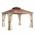 Gazebo da Giardino in Alluminio con Tende in Poliestere