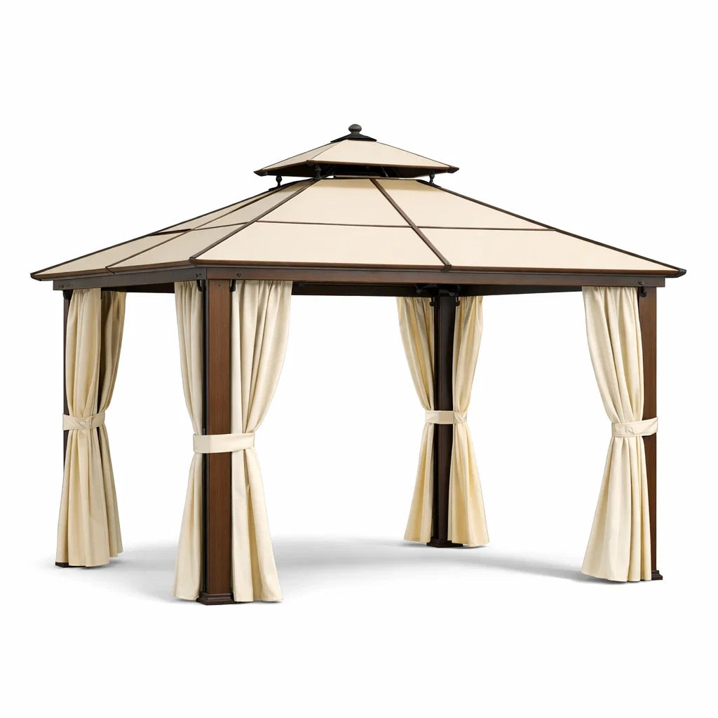 Gazebo da Giardino in Alluminio e Poliestere 300x300x270 cm Beige