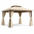 Gazebo in Metallo e Tessuto Acrilico Beige 3x3m