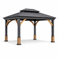 Gazebo in Acciaio Zincato e Legno 300 cm x 300 cm x 280 cm