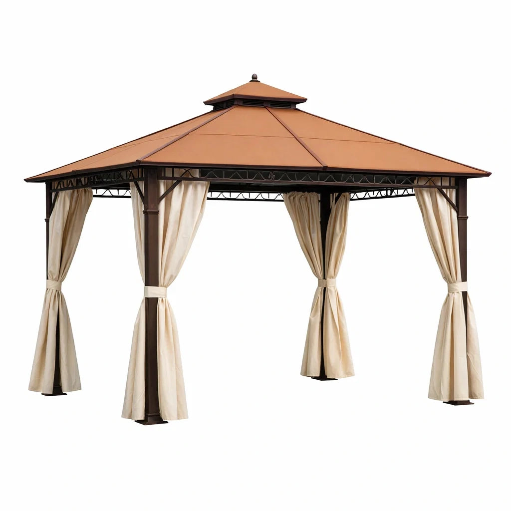 Gazebo quadrato in acciaio con tenda in poliestere 3x3m