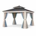Gazebo in Alluminio con Tendaggi in Poliestere Beige e Blu 3x4 m