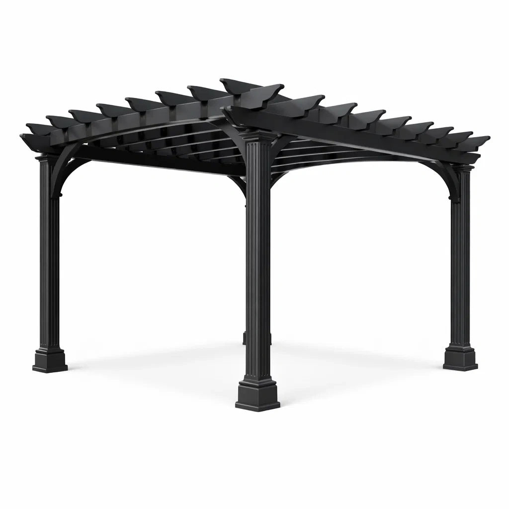 Pergola da Giardino in Metallo Nero 300 x 300 x 240 cm