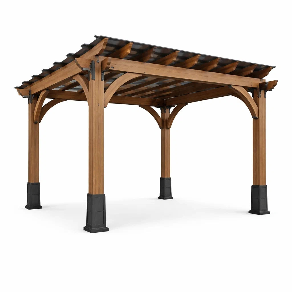Pergola in Legno Massiccio e Acciaio Rivestito