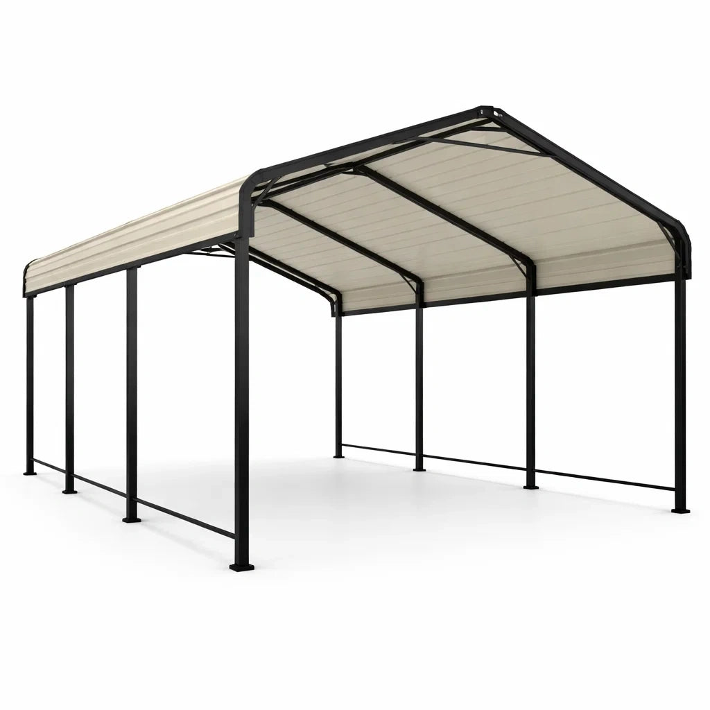Gazebo in Metallo con Copertura in Policarbonato Beige