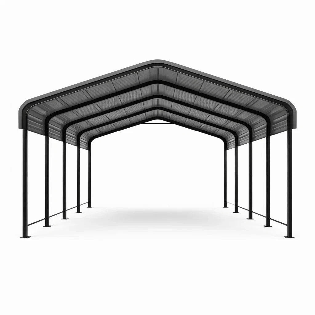 Tettoia in metallo nero per esterni 600x300x250 cm