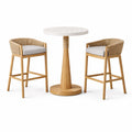 Set Tavolo con Sedie in Legno e Rattan per Esterni