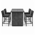 Set Tavolo da Bar con 6 Sgabelli in Metallo e Rivestimento Nero