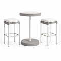 Set Tavolo Alto Rotondo con 2 Sgabelli in Rattan e Metallo