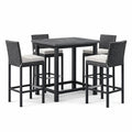 Set Tavolo Quadrato con 4 Sedie in Rattan Sintetico e Metallo Antracite