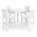 Set tavolo da bar quadrato con 4 sedie in rattan sintetico bianco