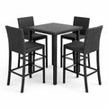 Set da Giardino 5 Pezzi in Rattan Sintetico con Tavolo Quadrato e Sedie Alte
