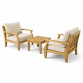 Set Arredamento Esterno in Legno di Teak con Cuscini in Poliestere Beige