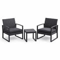 Set di mobili da giardino in alluminio e rattan - 2 poltrone e tavolino