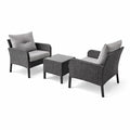 Set di Poltrone e Tavolino da Esterno in Rattan Sintetico Grigio e Nero