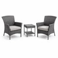 Set da Giardino in Rattan con 2 Poltrone e Tavolino Grigio