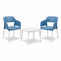 Set da Giardino in Plastica con 2 Sedie e Tavolino Blu/Bianco