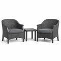 Set Giardino 3 Pezzi Rattan Aluminio Cuscini Grigi