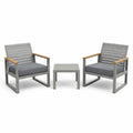 Set da giardino in metallo con 2 poltrone e tavolino grigio